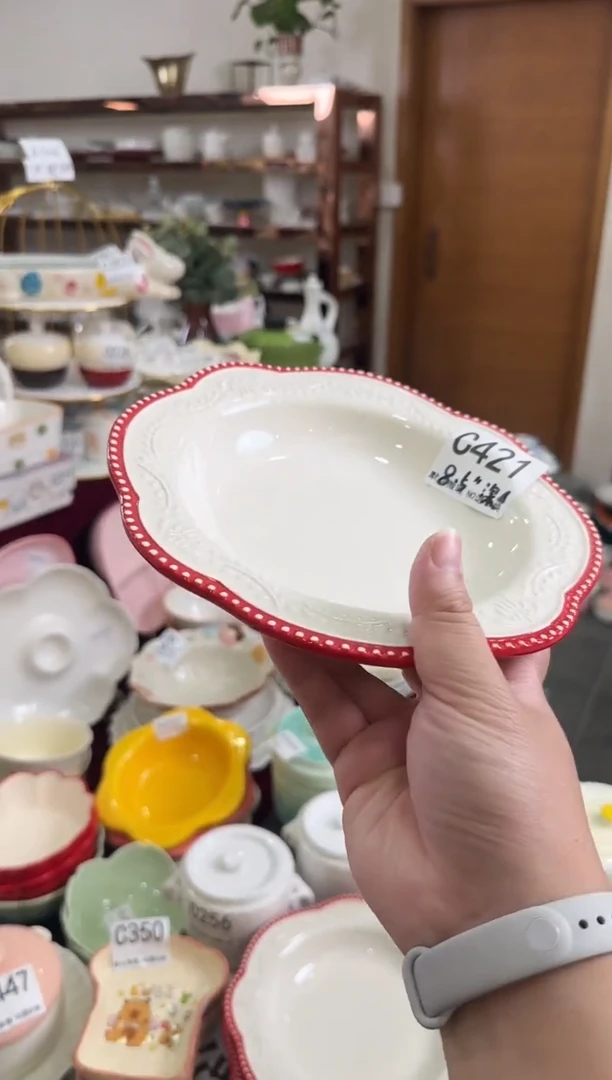 摆件陶C421 2个库存陶瓷餐具微瑕