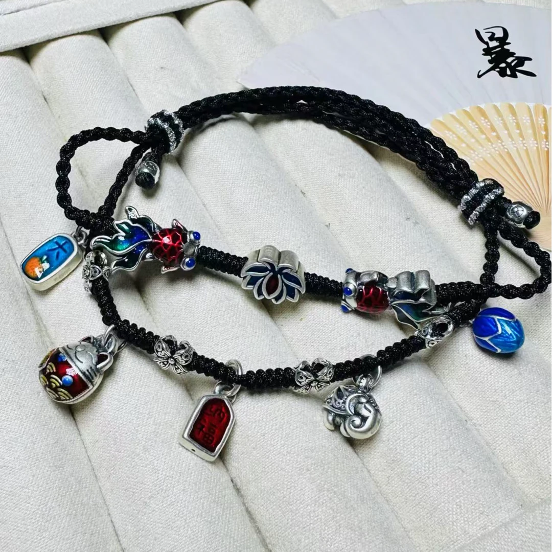 足银银制品 足银S999 S925银银制品  纯银DIY小配件纯手工绳编