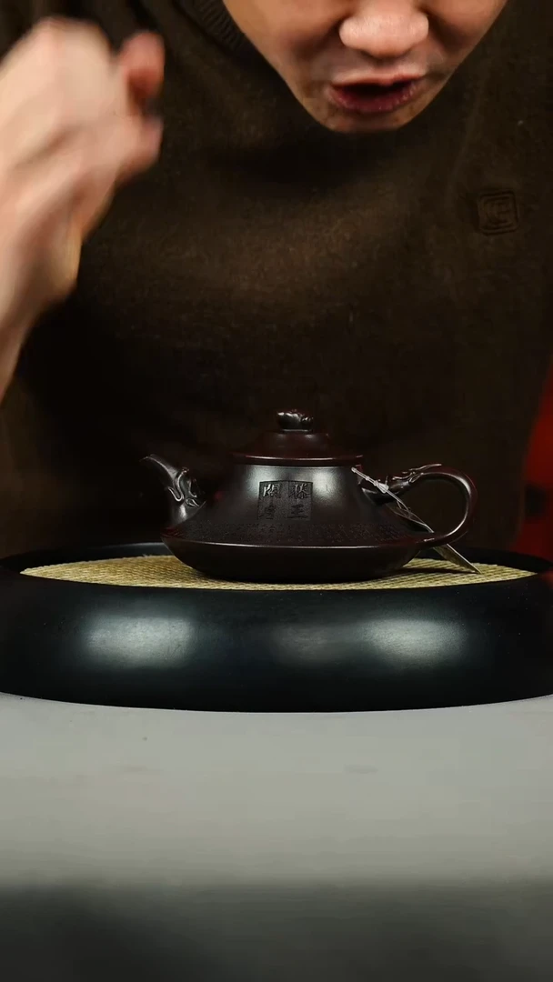 茶壶紫砂古红泥 云炉 刻绘 滕王阁序