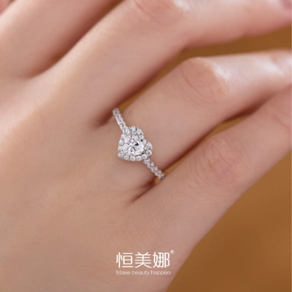 925银莫桑石戒指 大心动戒指 孤品轻奢大众百搭