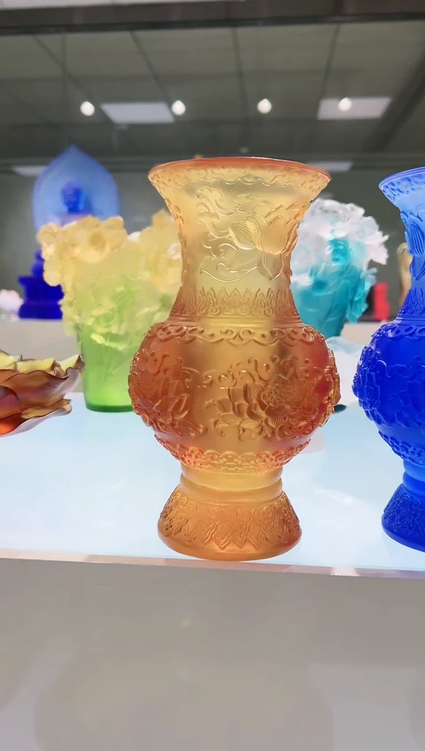 【闪购商品】茶宠古法琉璃花瓶金色22