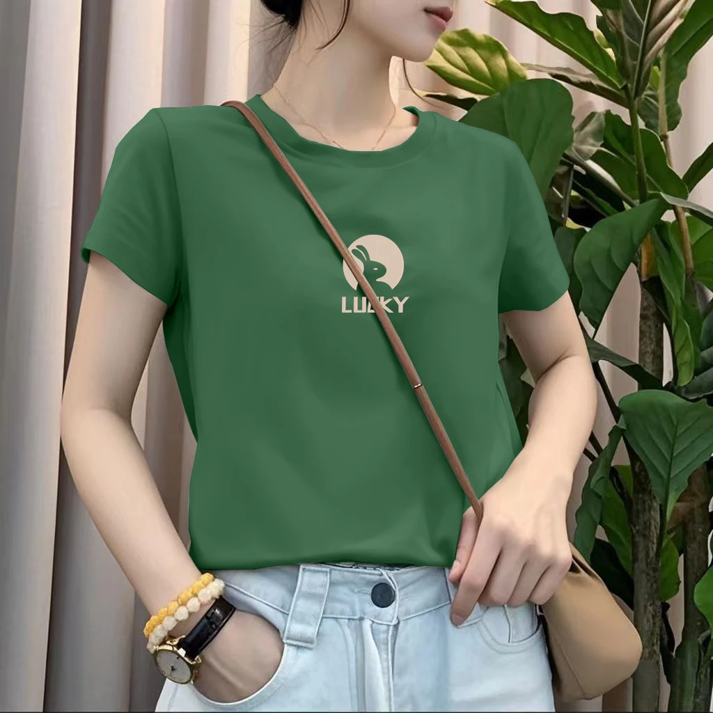 印花休闲百搭显瘦时尚2025新款夏季短袖t恤女士宽松大码圆领上衣