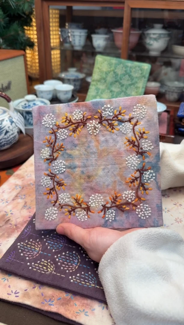 【闪购商品】织绣Cici手作老布植物染柿染杯垫-116