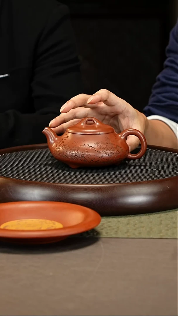 茶壶紫砂79  邵忠源 紫檀紫泥 景舟矮石瓢360cc