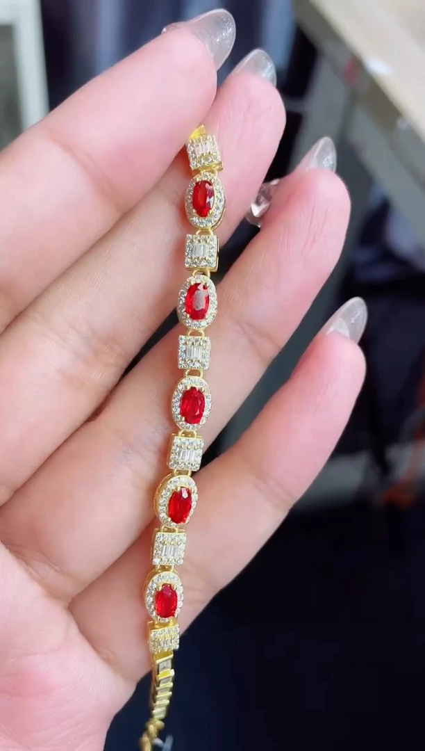 【闪购商品】彩色蓝宝石手链银S925镶嵌手链