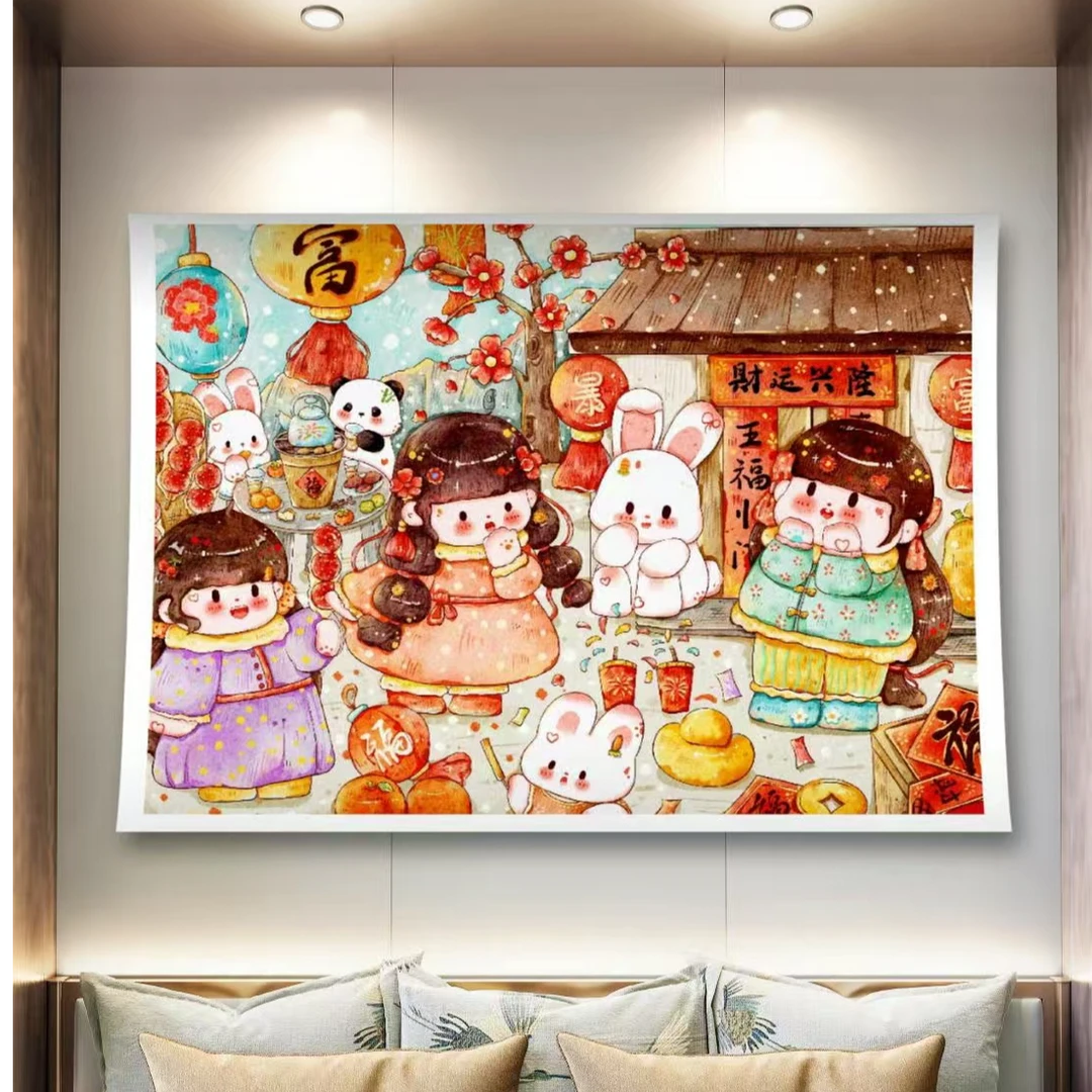 【进口棉绣布】新款2025暴富十字绣80*60大格四股线50色可爱卡通diy