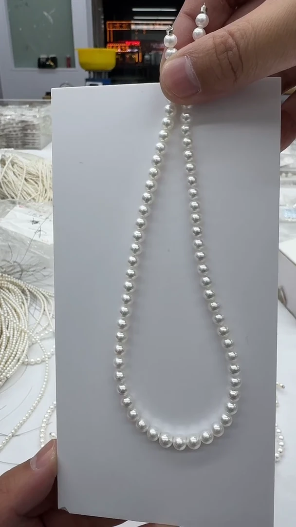 项链银S925镶嵌淡水珍珠6mm