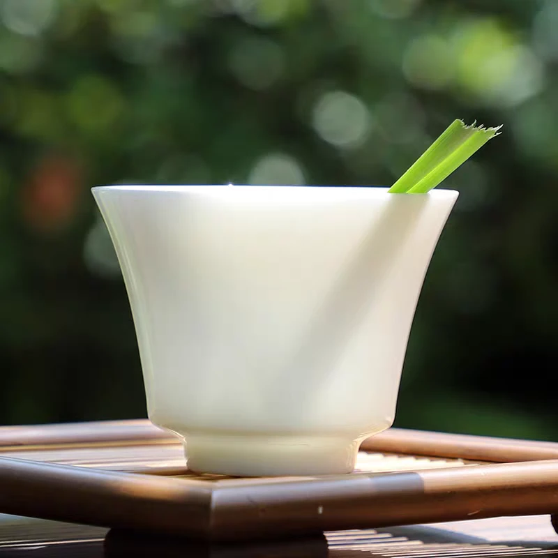 哈娜2025哈娜羊脂玉马蹄品茗杯功夫茶杯家用茶杯