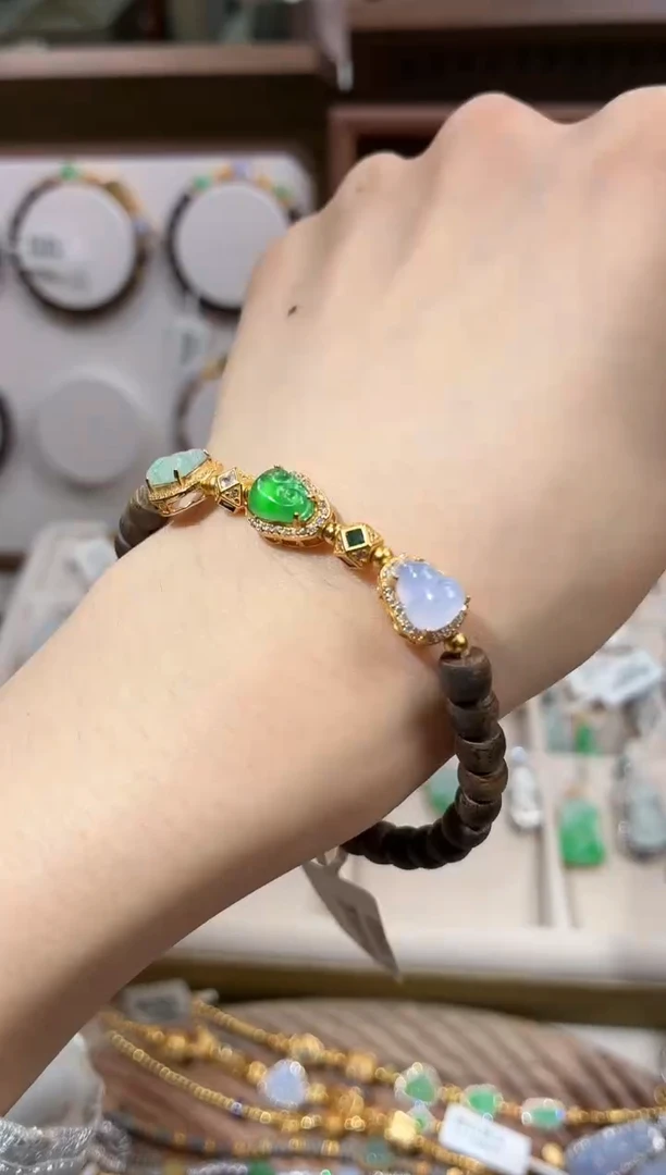 银S925镶嵌手串翡翠手串