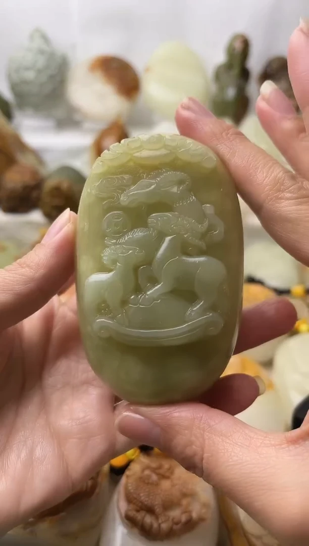 石材古青石棉纹正常不退换三羊开泰