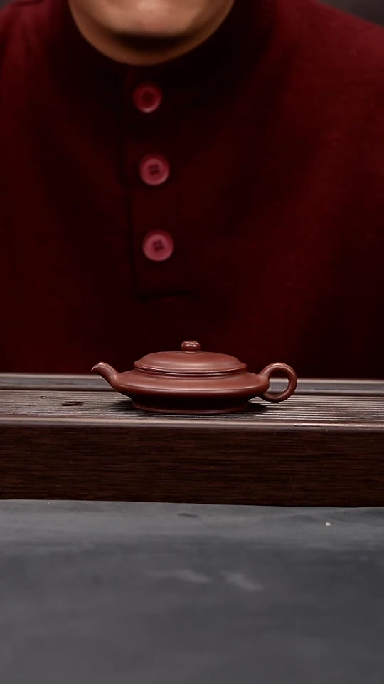 【闪购商品】紫砂茶壶红清水鸣远虚扁