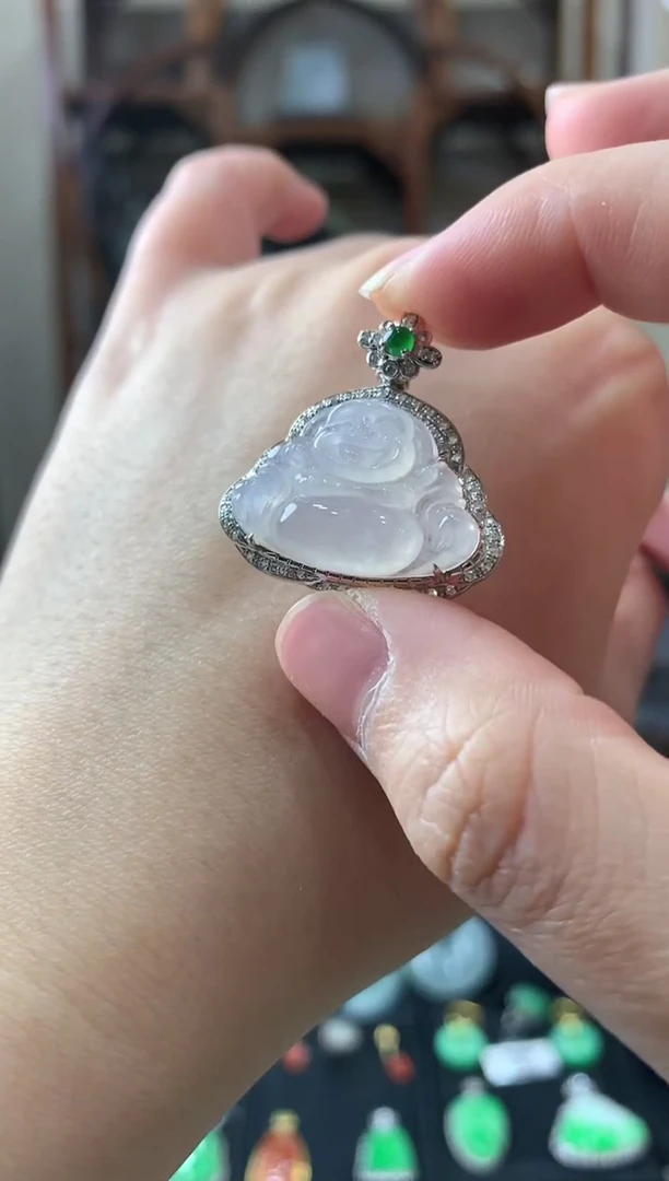 【闪购商品】翡翠吊坠(不含链)18K金镶嵌挂件