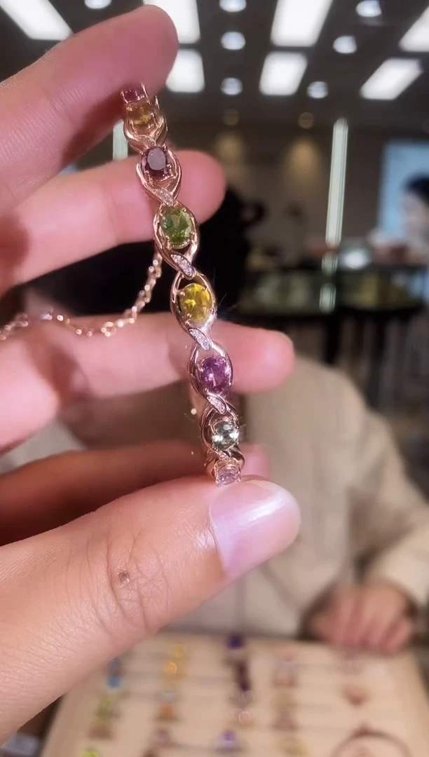 银S925镶嵌手镯碧玺09