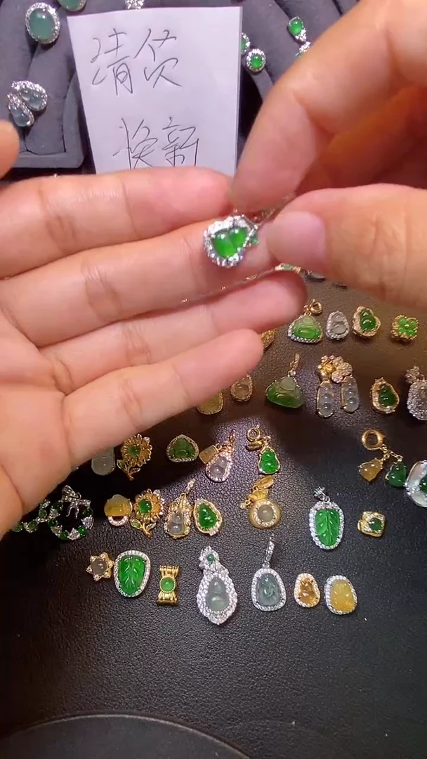 吊坠(不含链)银S925镶嵌翡翠1