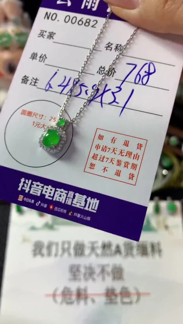 颈饰银S925镶嵌翡翠翡翠