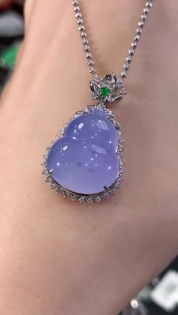 吊坠(不含链)18K金镶嵌翡翠C68 紫货有色差