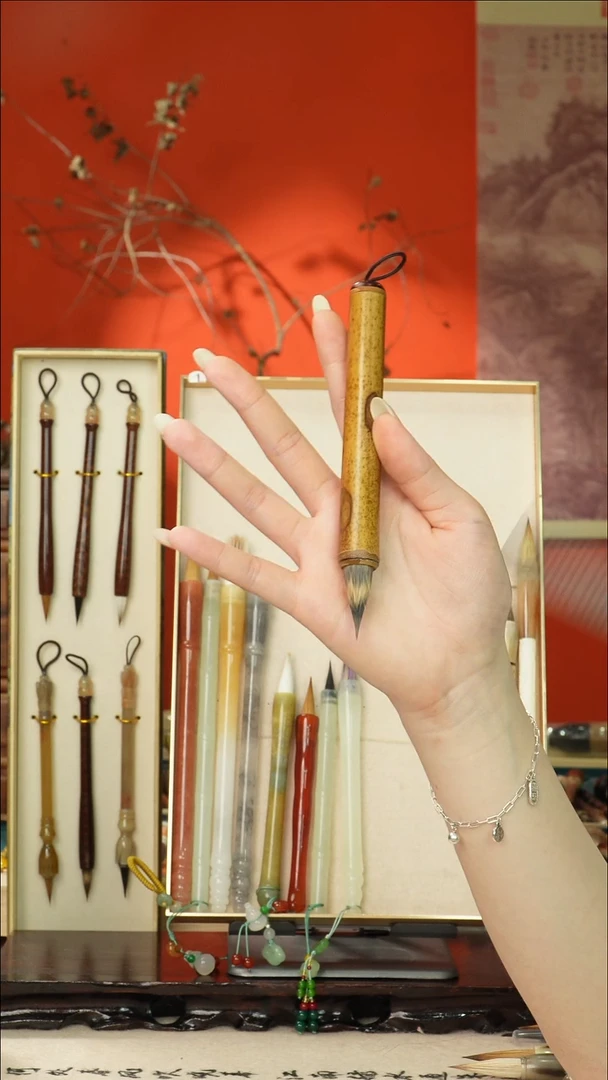 42号闪孤品高货毛笔链接 清水试笔 蘸墨不退