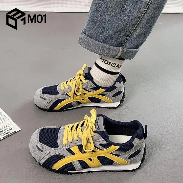 M01网面透气德训鞋女秋季新款厚底内增高百搭轻便休闲阿甘运动鞋