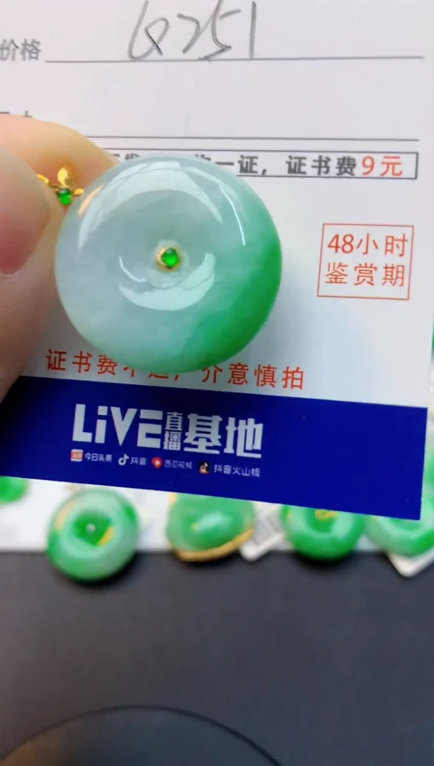 颈饰18K金镶嵌翡翠天然缅甸A货翡翠百元以上9元证书费自理