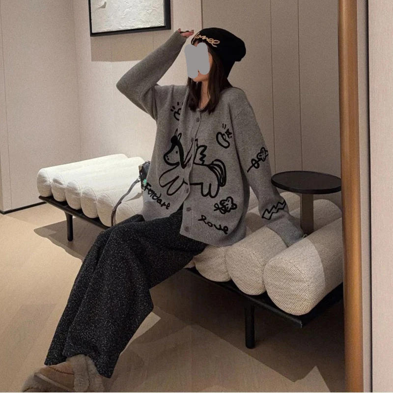 【爱心音符】2025秋冬新款韩版时尚百搭潮流针织毛衣开衫款个性慵懒
