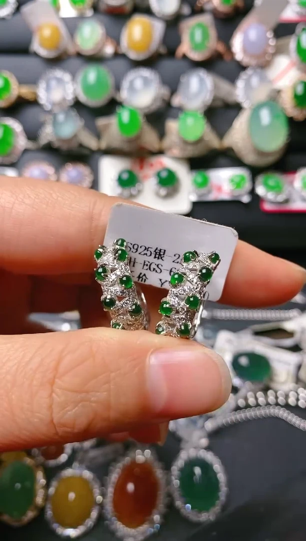 【闪购商品】翡翠戒指银S925镶嵌天然A货翡翠1