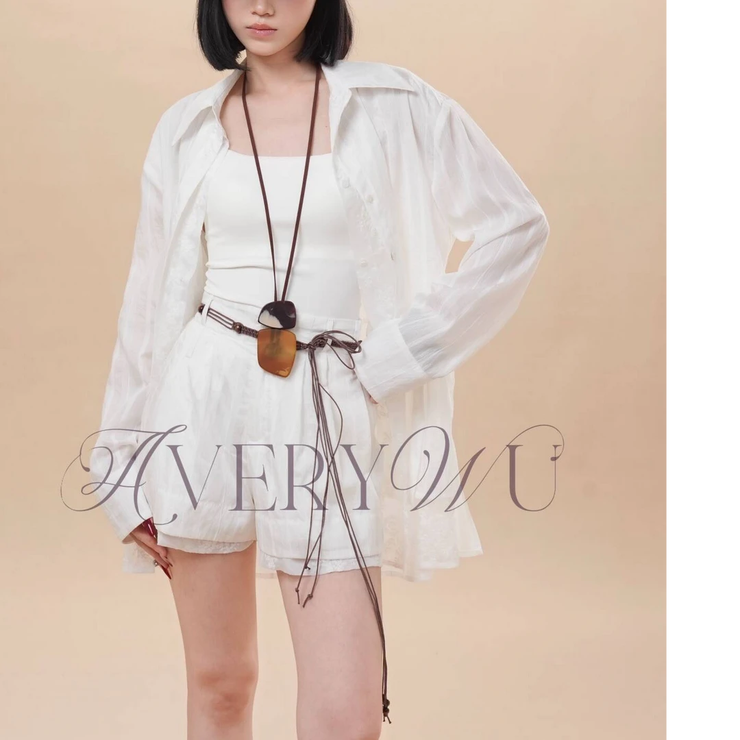 老吴衣橱【ICON漫步】夏季短裤薄款宽松休闲时尚透气轻薄设计感K669