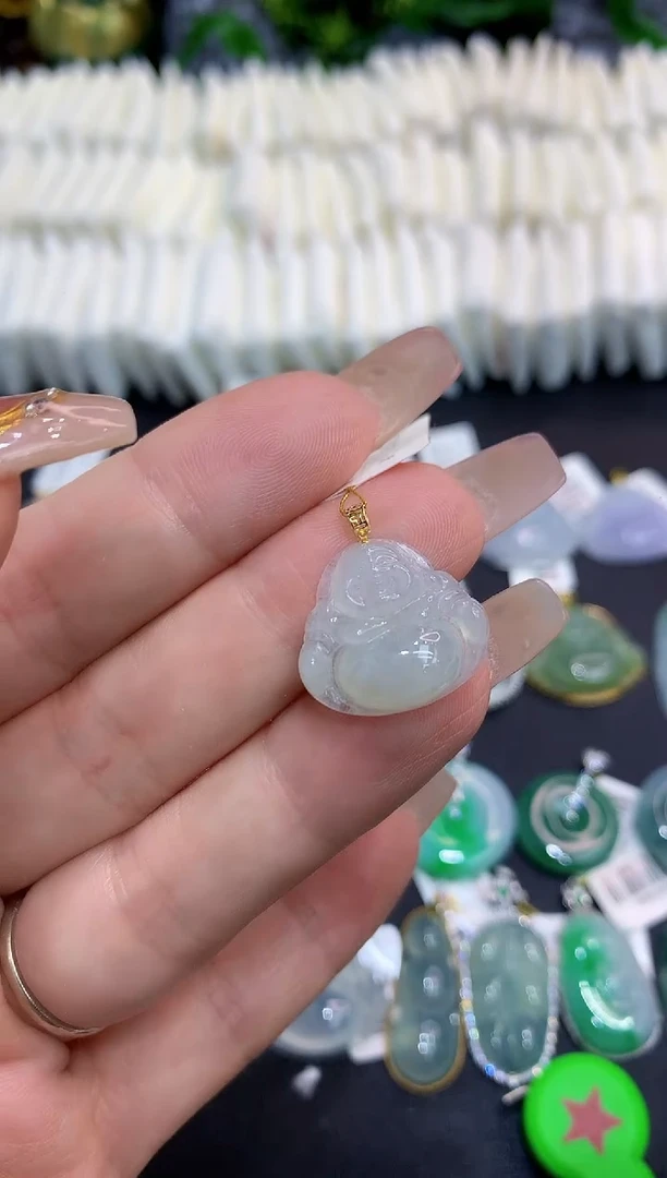 翡翠18K金镶嵌吊坠(不含链)11111