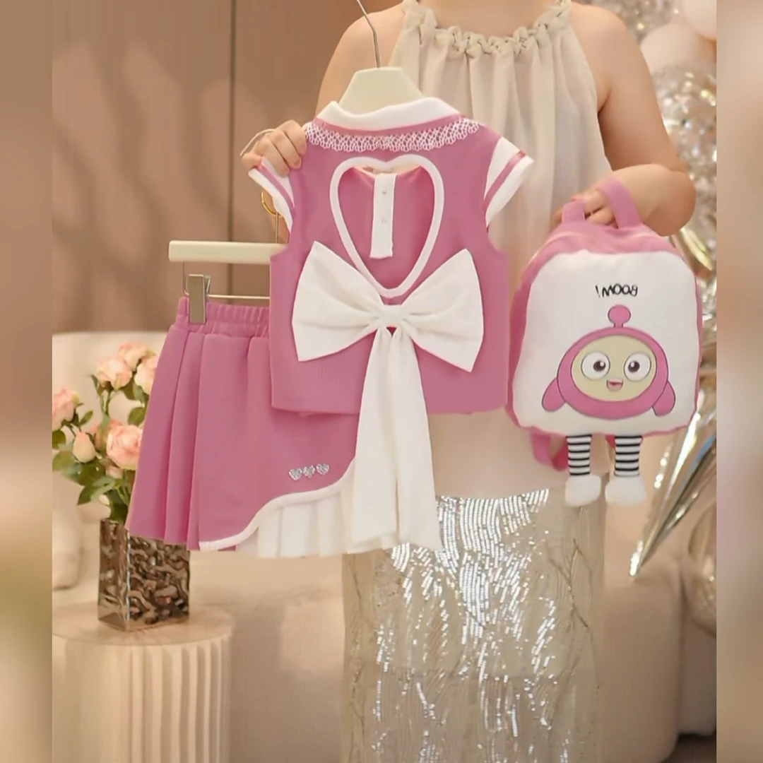 女童夏套装2025新款洋气时髦中大童小飞袖上衣儿童夏季短裙半身裙