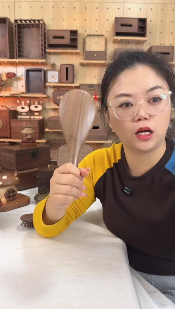 木北美黑胡桃大号圆形气垫梳