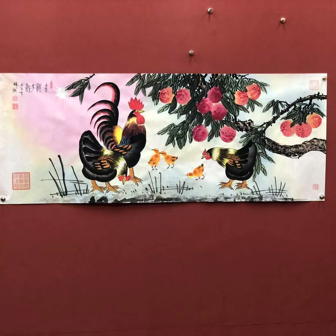 谢瑞新作品 吉祥多寿 小六尺