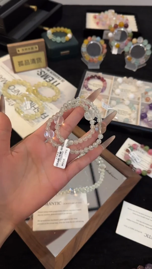 合金手链水晶绿阿赛双圈手链x2659