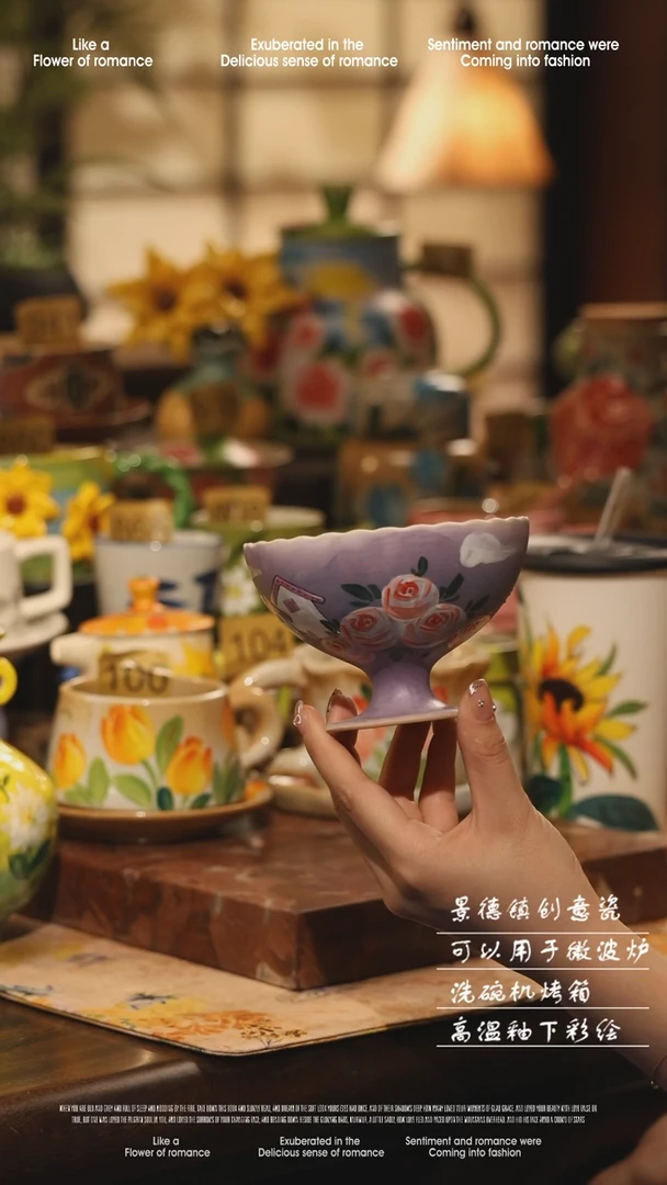 陶瓷景德镇高温手绘釉下彩设计师款式