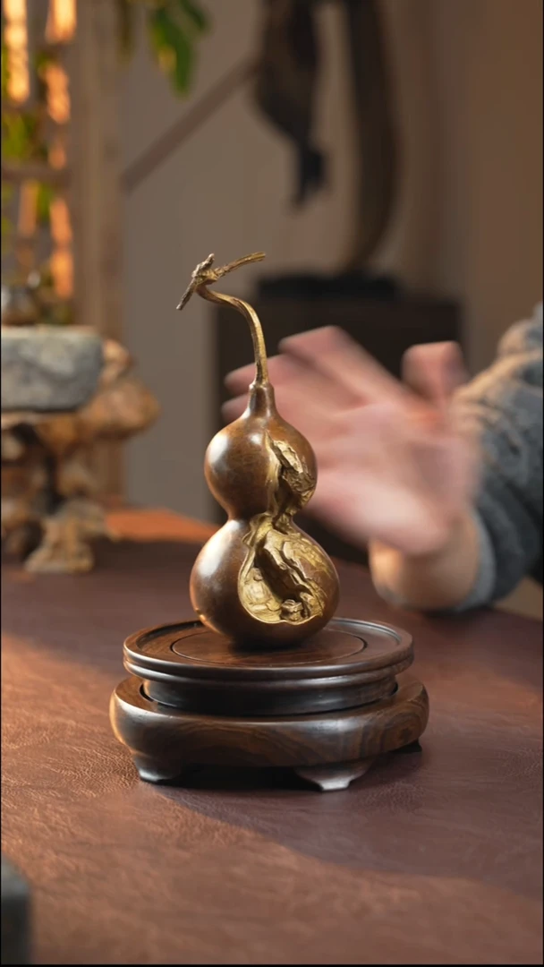 铜原创葫芦雕塑摆件《悟道》