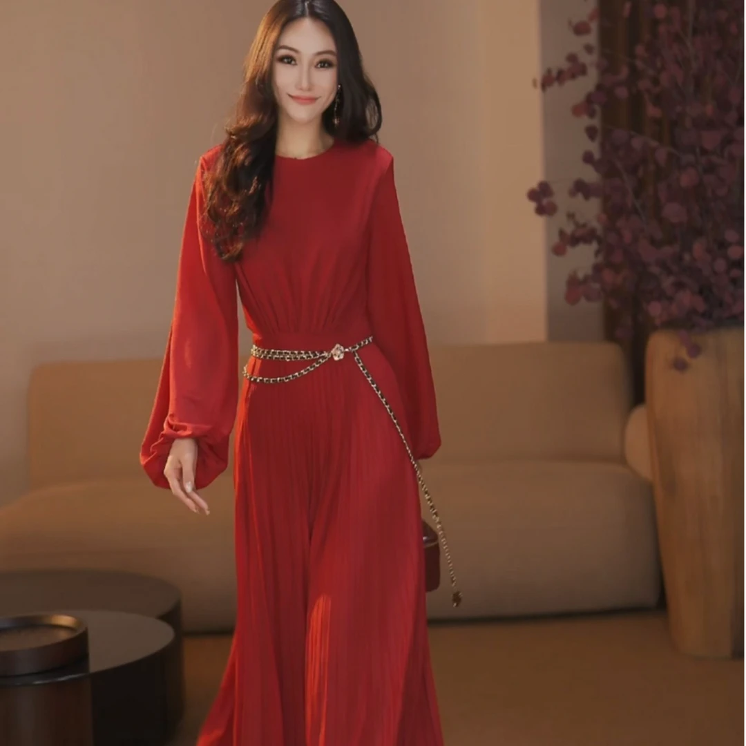 【袁小姐】维也纳乐章 法式设计感小众时尚气质收腰连衣裙-JF207