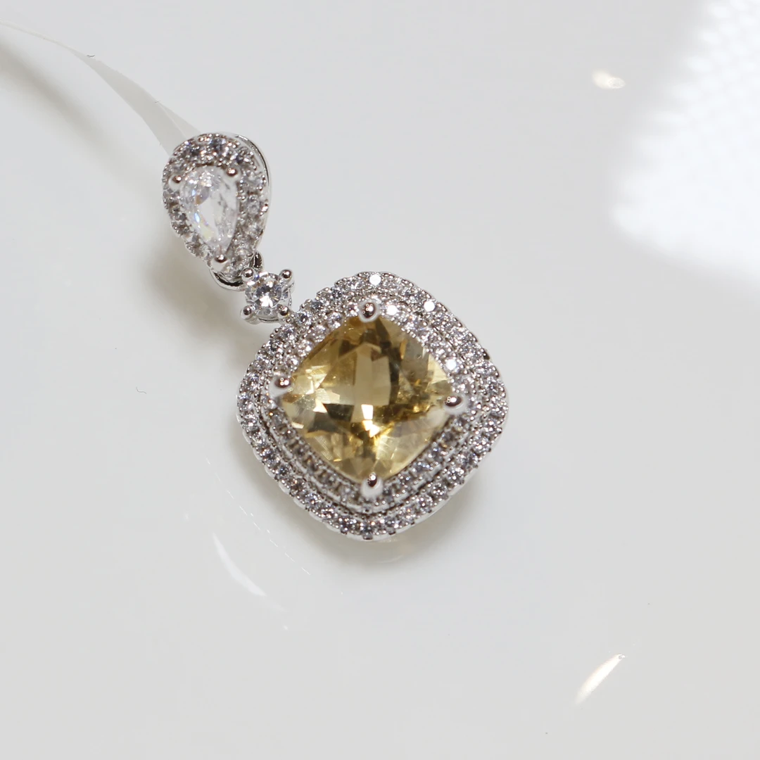 【鹿鹿珠宝】S925银天然黄水晶吊坠016