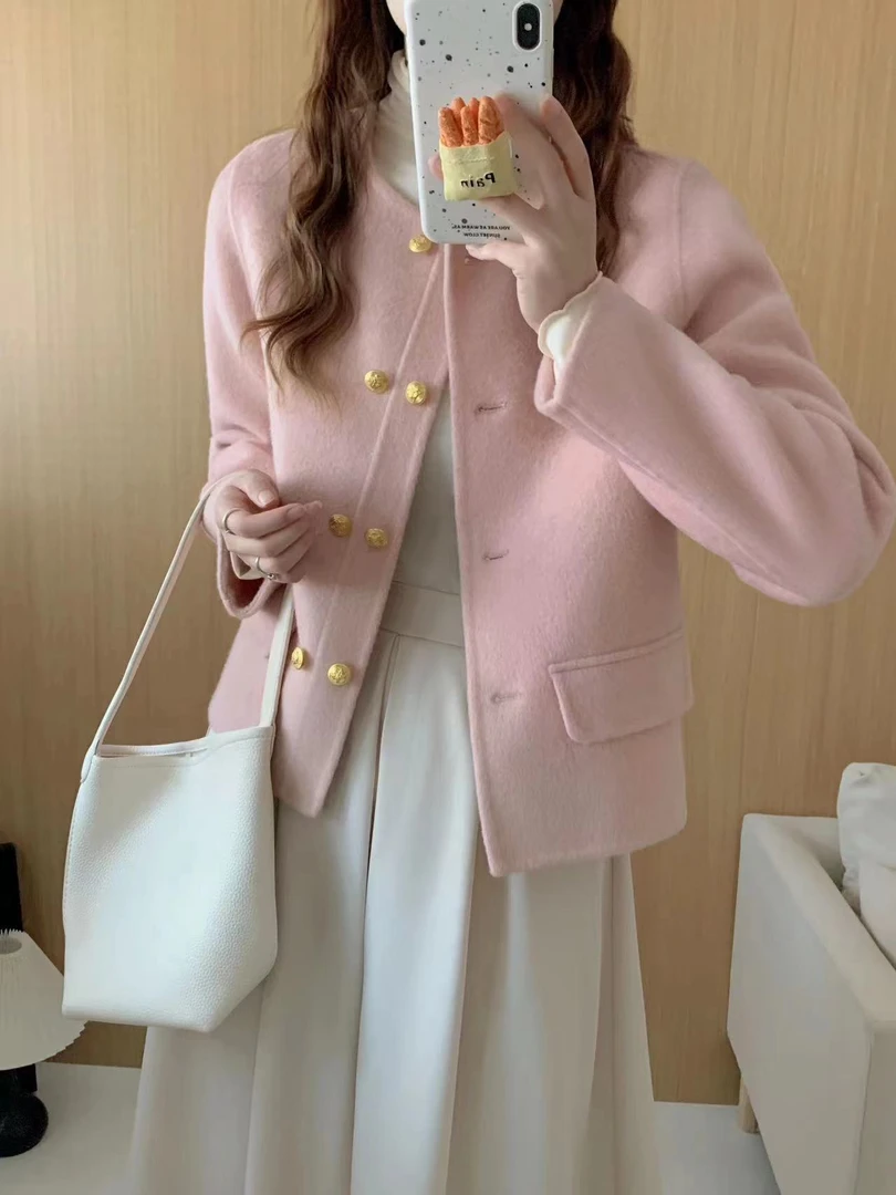 8119新款休闲风春季法式常规圆领羊毛绒外套时尚气质秋季休闲