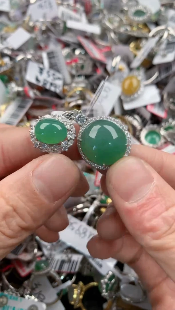 银S925镶嵌戒指翡翠13-13-13  3