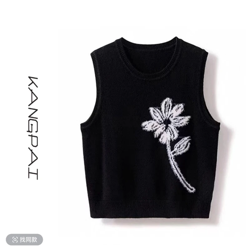 [叠穿神器]纯羊毛马甲圆领休闲小众女外穿百搭无袖背心上衣-P863