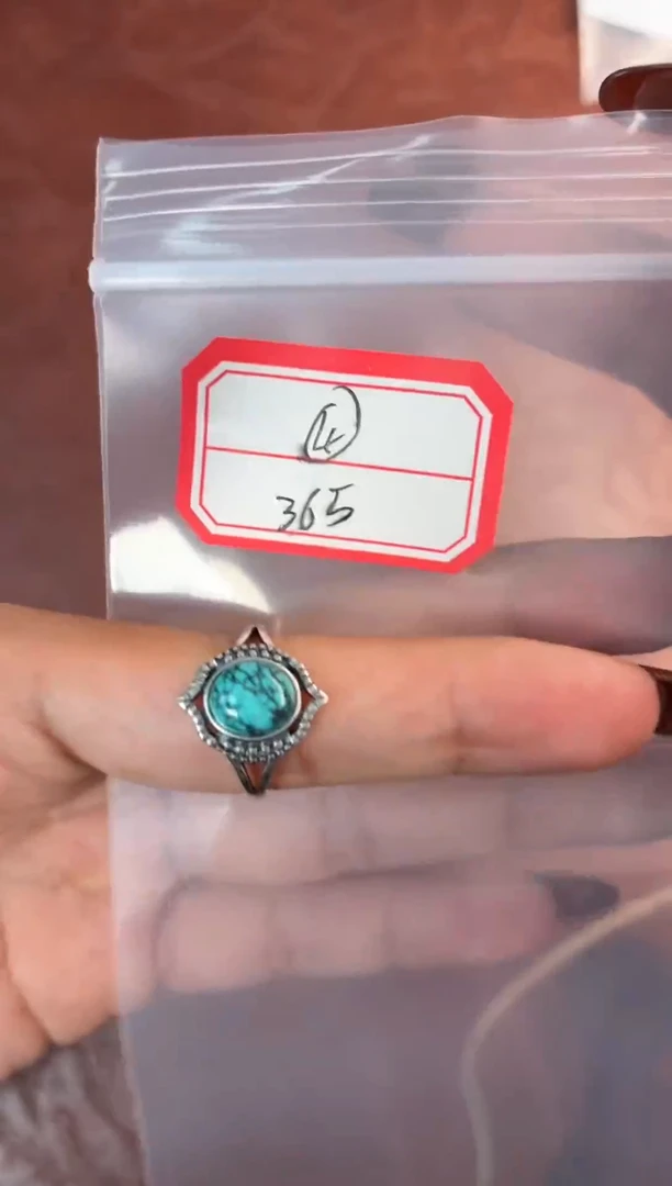 银S925镶嵌绿松石戒指噶玛珠宝湖北原矿绿松银S925