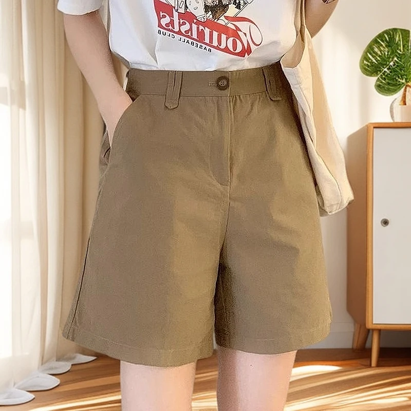 休闲裤子通勤薄款洋气女裤短裤五分裤高腰夏季女直筒西装阔腿裤