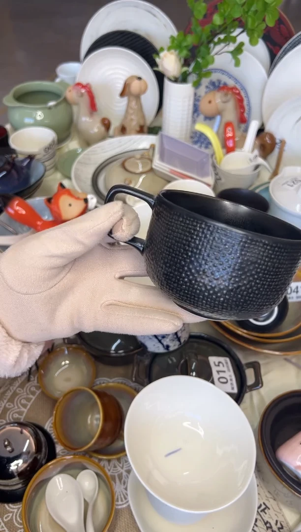 新骨瓷085瑕疵哑光黑抹布 汤杯