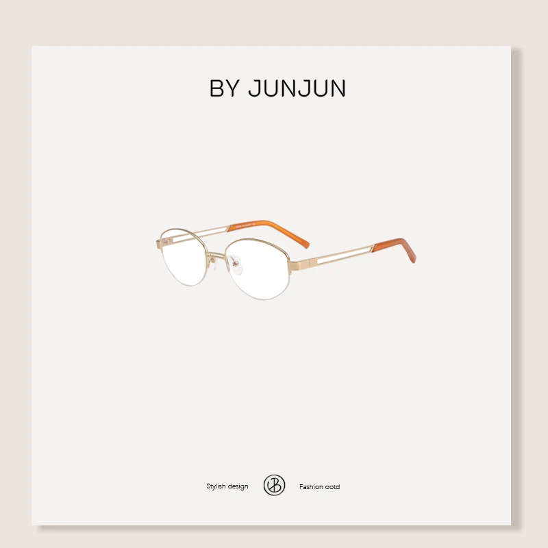 Byjunjun 复古老钱半框眼镜C25FK0517