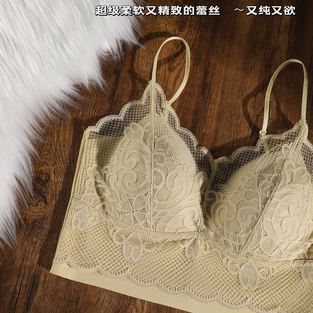 蕾丝美背内衣文胸一体吊带女士春夏短款文胸内衣打底吊带背心内搭