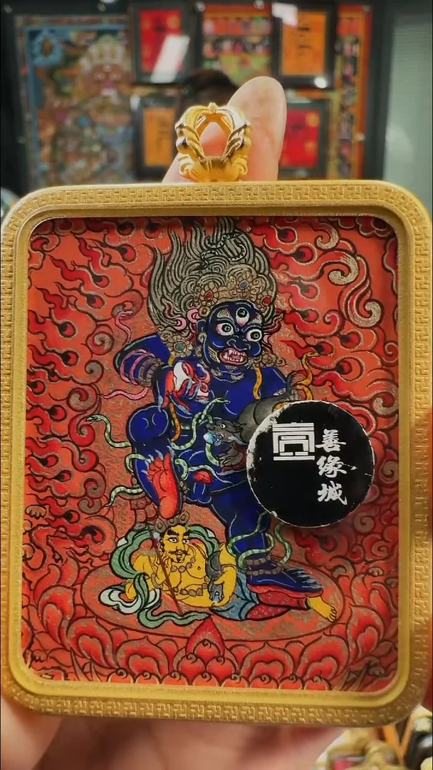 吊坠壹善缘城手绘唐卡黑C