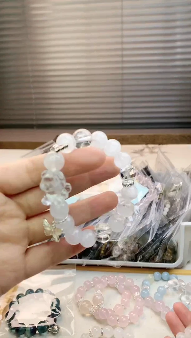 【闪购商品】水晶珠宝半成品未镶嵌白幽灵小熊单圈