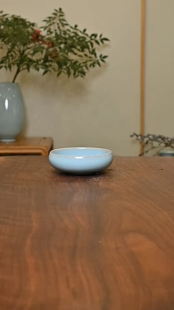 禅定杯 天青 微瑕 朱法喜款