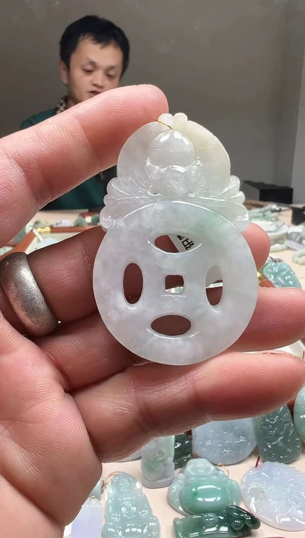 吊坠(不含链)未镶嵌翡翠天然翡翠A货福在眼前
