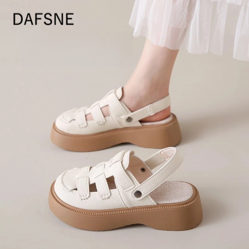 罗马凉鞋女夏季达芙诗妮新款厚底包头凉鞋配裙子两穿凉拖鞋女女生