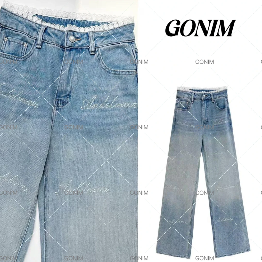 Gonim· "青蓝冰水"2025春夏新款时尚休闲直筒显瘦直筒ins女牛仔裤