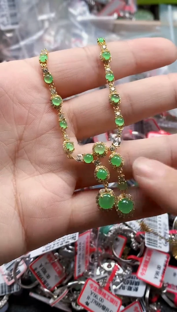 银S925镶嵌戒指翡翠天然A货缅甸翡翠